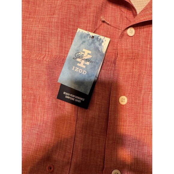 Two NWT IZOD Men's Saltwater Blue/Pink Beach Performance Surfside S/S Shirt M - Picture 14 of 16